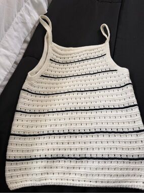 New Look Cream and Black Striped Knit Top